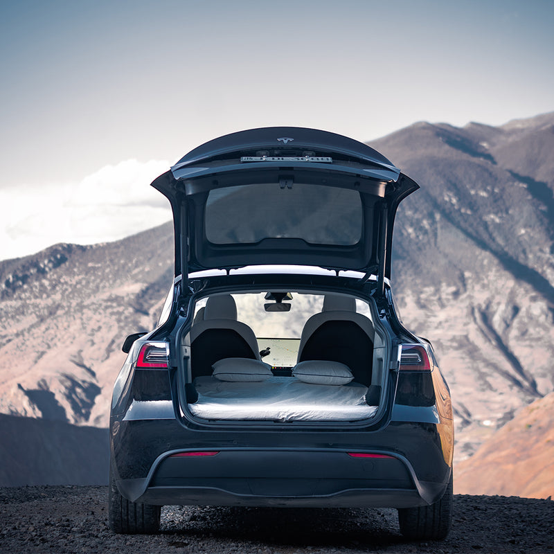 TESCAMP, TESMAT, TESLA BED, TESLA MATTRESS, MODEL Y MATTRESS, TESLA CAMPING, tesla fridge