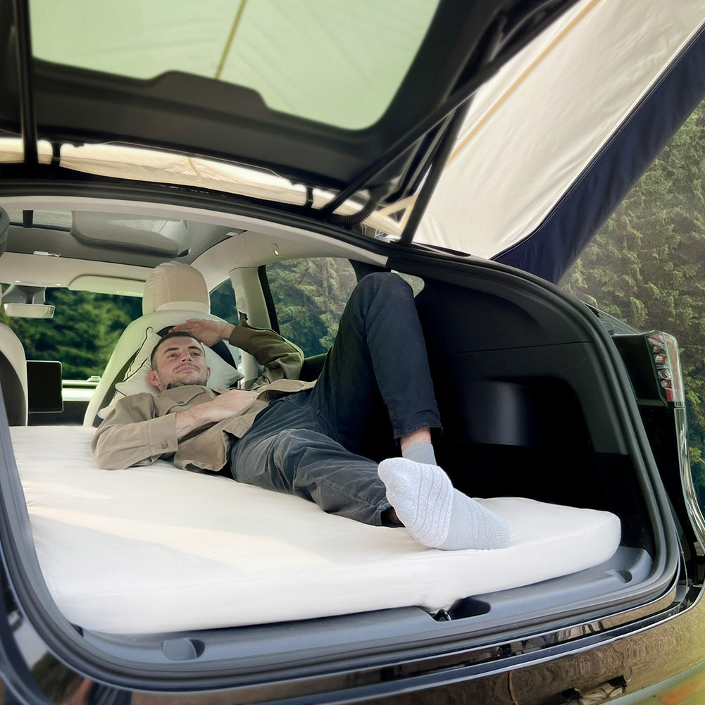 mattress for tesla model y,model y camping mattress,tesla y bed,model y sleeping pad